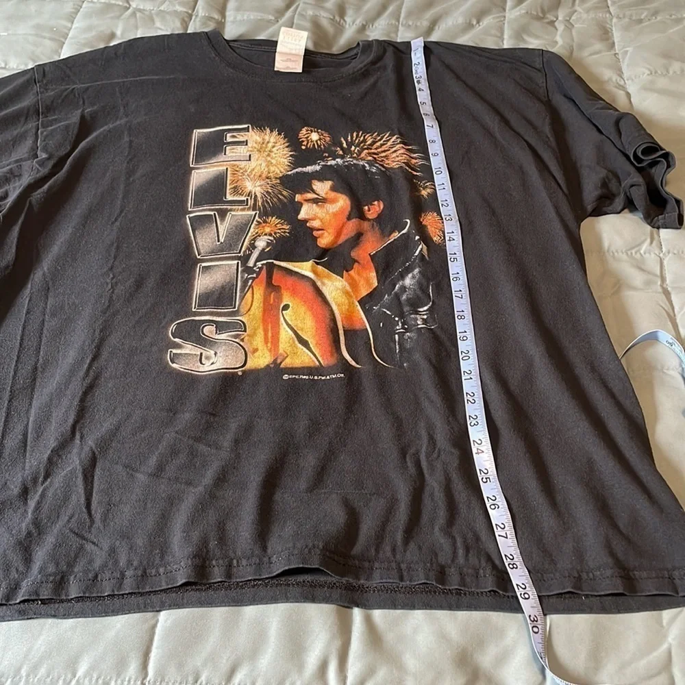 VTG Elvis Presley Tee XXL T-Shirt Black Graceland Music King Rock Merch OG Band